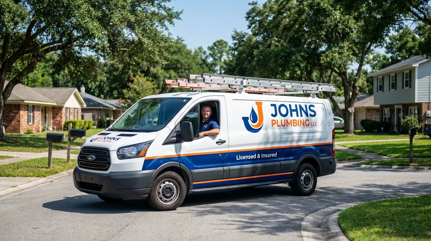 Johns Plumbing LLC service van in Stamford, TX
