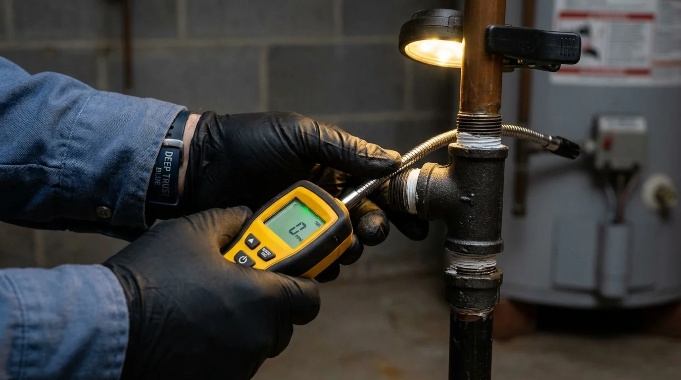 Gas leak detection with electronic sniffer by Johns Plumbing LLC in Stamford